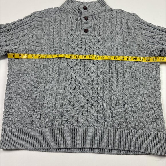 LL Bean Fisherman Sweater Mens L Gray Chunky Cable Knit Heritage - Picture 5 of 8